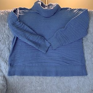 Any Body powder blue chenille sweater with cowl neck, size medium.